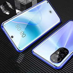 Luxury Aluminum Metal Frame Mirror Cover Case 360 Degrees M04 for Huawei Nova 8 5G Blue