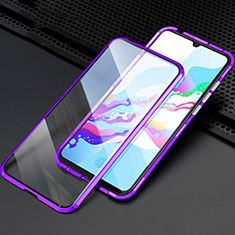 Luxury Aluminum Metal Frame Mirror Cover Case 360 Degrees M04 for Oppo A5 (2020) Purple