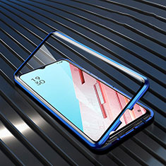 Luxury Aluminum Metal Frame Mirror Cover Case 360 Degrees M04 for Oppo Find X2 Lite Blue