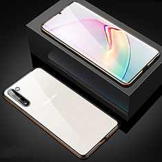 Luxury Aluminum Metal Frame Mirror Cover Case 360 Degrees M04 for Samsung Galaxy Note 10 5G Gold