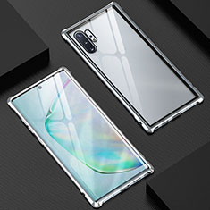 Luxury Aluminum Metal Frame Mirror Cover Case 360 Degrees M04 for Samsung Galaxy Note 10 Plus 5G Silver