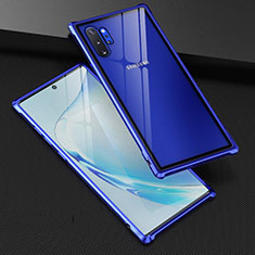 Luxury Aluminum Metal Frame Mirror Cover Case 360 Degrees M04 for Samsung Galaxy Note 10 Plus Blue