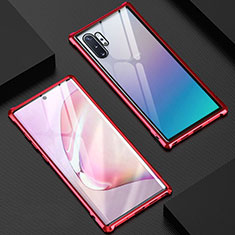 Luxury Aluminum Metal Frame Mirror Cover Case 360 Degrees M04 for Samsung Galaxy Note 10 Plus Red