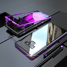 Luxury Aluminum Metal Frame Mirror Cover Case 360 Degrees M04 for Samsung Galaxy Note 9 Purple