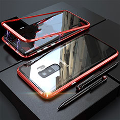 Luxury Aluminum Metal Frame Mirror Cover Case 360 Degrees M04 for Samsung Galaxy S9 Plus Red