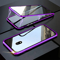 Luxury Aluminum Metal Frame Mirror Cover Case 360 Degrees M04 for Xiaomi Redmi 8A Purple