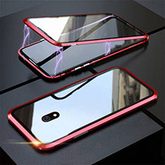 Luxury Aluminum Metal Frame Mirror Cover Case 360 Degrees M04 for Xiaomi Redmi 8A Red