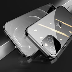 Luxury Aluminum Metal Frame Mirror Cover Case 360 Degrees M05 for Apple iPhone 13 Black