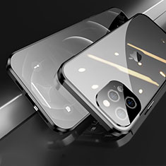 Luxury Aluminum Metal Frame Mirror Cover Case 360 Degrees M05 for Apple iPhone 13 Pro Max Black