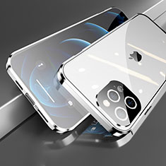 Luxury Aluminum Metal Frame Mirror Cover Case 360 Degrees M05 for Apple iPhone 13 Pro Silver