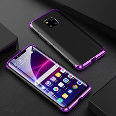 Luxury Aluminum Metal Frame Mirror Cover Case 360 Degrees M05 for Huawei Mate 20 Pro Purple