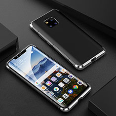 Luxury Aluminum Metal Frame Mirror Cover Case 360 Degrees M05 for Huawei Mate 20 Pro Silver