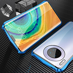Luxury Aluminum Metal Frame Mirror Cover Case 360 Degrees M05 for Huawei Mate 30 Blue