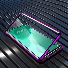 Luxury Aluminum Metal Frame Mirror Cover Case 360 Degrees M05 for Huawei P40 Lite 5G Purple