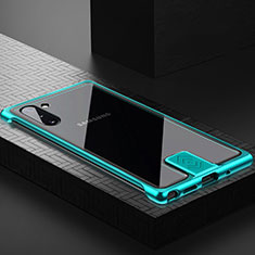 Luxury Aluminum Metal Frame Mirror Cover Case 360 Degrees M05 for Samsung Galaxy Note 10 Cyan