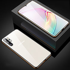 Luxury Aluminum Metal Frame Mirror Cover Case 360 Degrees M05 for Samsung Galaxy Note 10 Plus Gold