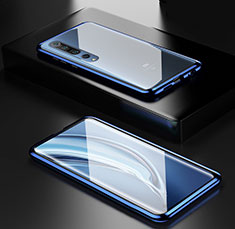 Luxury Aluminum Metal Frame Mirror Cover Case 360 Degrees M05 for Xiaomi Mi 10 Pro Blue