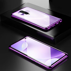Luxury Aluminum Metal Frame Mirror Cover Case 360 Degrees M05 for Xiaomi Poco X2 Purple