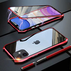Luxury Aluminum Metal Frame Mirror Cover Case 360 Degrees M06 for Apple iPhone 11 Red