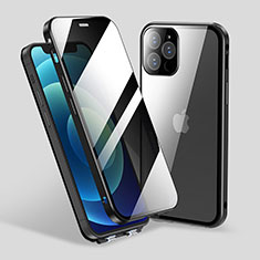 Luxury Aluminum Metal Frame Mirror Cover Case 360 Degrees M06 for Apple iPhone 13 Pro Black