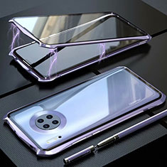 Luxury Aluminum Metal Frame Mirror Cover Case 360 Degrees M06 for Huawei Mate 30E Pro 5G Purple