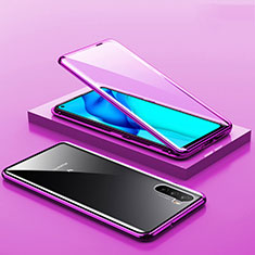 Luxury Aluminum Metal Frame Mirror Cover Case 360 Degrees M06 for Huawei Mate 40 Lite 5G Purple