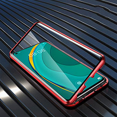 Luxury Aluminum Metal Frame Mirror Cover Case 360 Degrees M06 for Huawei Nova 7 5G Red