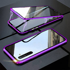Luxury Aluminum Metal Frame Mirror Cover Case 360 Degrees M06 for Oppo K5 Purple