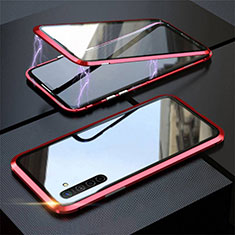 Luxury Aluminum Metal Frame Mirror Cover Case 360 Degrees M06 for Oppo K5 Red