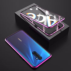 Luxury Aluminum Metal Frame Mirror Cover Case 360 Degrees M06 for Oppo Reno Ace Purple