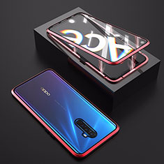 Luxury Aluminum Metal Frame Mirror Cover Case 360 Degrees M06 for Oppo Reno Ace Red