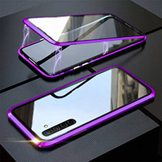 Luxury Aluminum Metal Frame Mirror Cover Case 360 Degrees M06 for Realme XT Purple