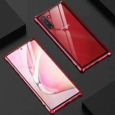 Luxury Aluminum Metal Frame Mirror Cover Case 360 Degrees M06 for Samsung Galaxy Note 10 5G Red