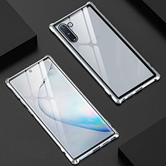 Luxury Aluminum Metal Frame Mirror Cover Case 360 Degrees M06 for Samsung Galaxy Note 10 Silver