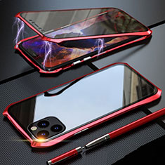 Luxury Aluminum Metal Frame Mirror Cover Case 360 Degrees M07 for Apple iPhone 11 Pro Red