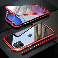 Luxury Aluminum Metal Frame Mirror Cover Case 360 Degrees M07 for Apple iPhone 11 Red