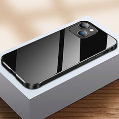 Luxury Aluminum Metal Frame Mirror Cover Case 360 Degrees M07 for Apple iPhone 13 Black