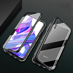 Luxury Aluminum Metal Frame Mirror Cover Case 360 Degrees M07 for Huawei Honor 9X Pro Black