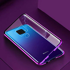 Luxury Aluminum Metal Frame Mirror Cover Case 360 Degrees M07 for Huawei Mate 30 Lite Purple
