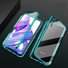 Luxury Aluminum Metal Frame Mirror Cover Case 360 Degrees M07 for Huawei P Smart Pro (2019) Green