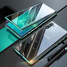 Luxury Aluminum Metal Frame Mirror Cover Case 360 Degrees M07 for Samsung Galaxy Note 10 Green