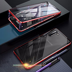 Luxury Aluminum Metal Frame Mirror Cover Case 360 Degrees M07 for Samsung Galaxy Note 10 Red