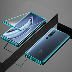 Luxury Aluminum Metal Frame Mirror Cover Case 360 Degrees M07 for Xiaomi Mi 10 Pro Green