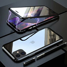 Luxury Aluminum Metal Frame Mirror Cover Case 360 Degrees M08 for Apple iPhone 11 Black