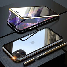 Luxury Aluminum Metal Frame Mirror Cover Case 360 Degrees M08 for Apple iPhone 11 Gold and Black