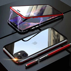 Luxury Aluminum Metal Frame Mirror Cover Case 360 Degrees M08 for Apple iPhone 11 Red