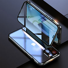 Luxury Aluminum Metal Frame Mirror Cover Case 360 Degrees M08 for Apple iPhone 13 Black