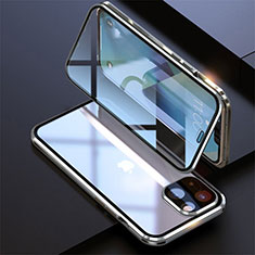 Luxury Aluminum Metal Frame Mirror Cover Case 360 Degrees M08 for Apple iPhone 13 Silver