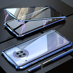 Luxury Aluminum Metal Frame Mirror Cover Case 360 Degrees M08 for Huawei Mate 30 5G Blue