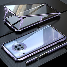 Luxury Aluminum Metal Frame Mirror Cover Case 360 Degrees M08 for Huawei Mate 30 5G Purple